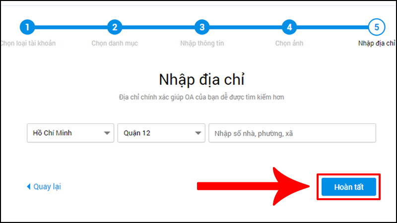 Nhập địa chỉ của doanh nghiệp